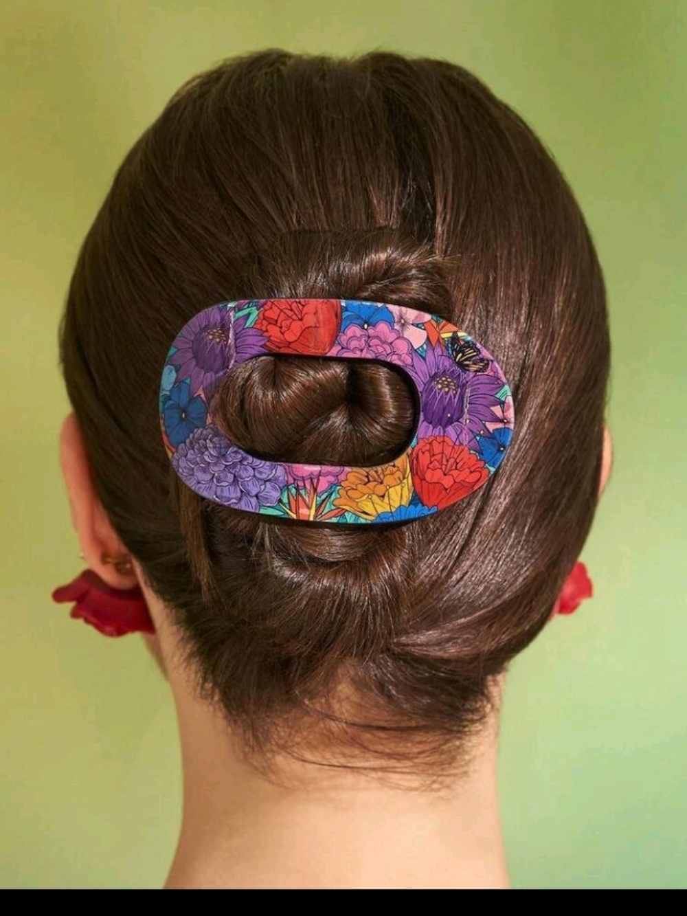Floral Oval Hair Barrette in Multicolor